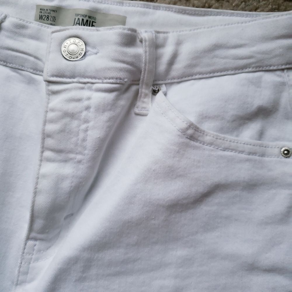 TOPSHOP Jamie Off White Recycled Cotton Blend Jeans Size 28 - Picture 6 of 12
